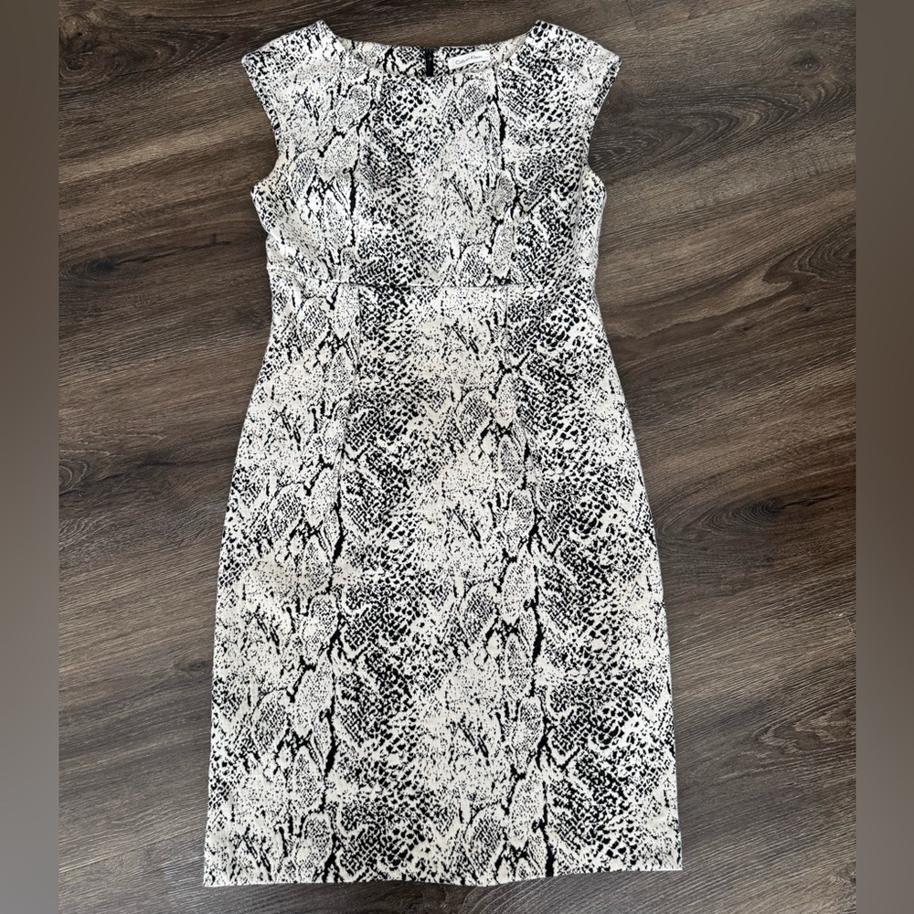 Calvin Klein Black and light cream Snake Print Midi Dress